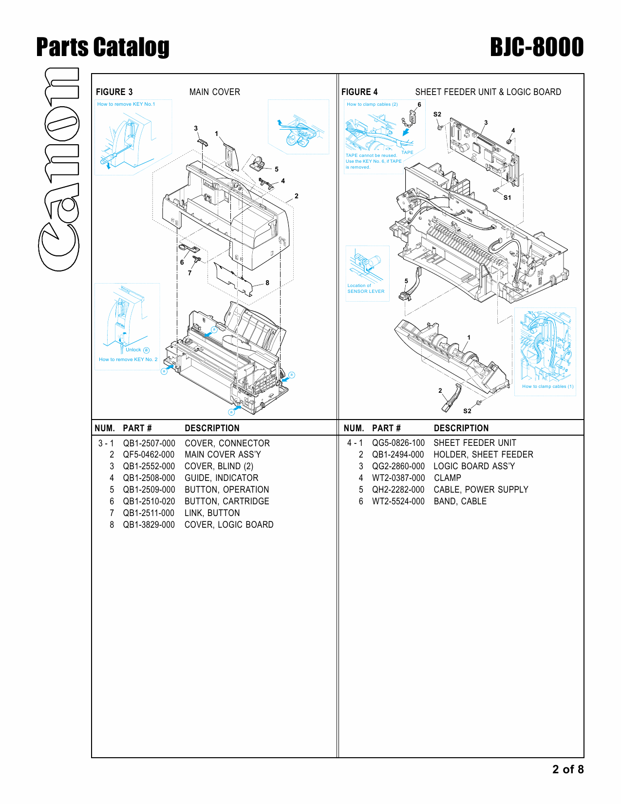 Canon BubbleJet BJC-8000 Parts Catalog Manual-3